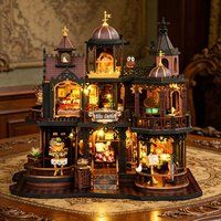 Zuuton DIY Wooden Dollhouse Kit Eltz Castle Miniature House With LED Lights And Furniture 3D Puzzle Model Building Set For Adult