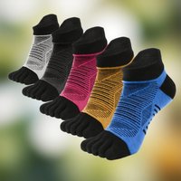 COOLMAX Five Finger Sports Socks Invisible Toe Running Athletic Outdoor Hiking Long Lasting Performance Socks