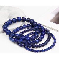 Blue Lapis Lazuli Bead Bracelet Simple 4/6/8/10MM Lapis Lazuli Stone Gem Elastic Bangle Party Friendship Jewelry Gift For Couple