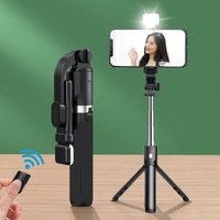 Portable Bluetooth Selfie Stick Retractable Multifunctional 70CM Phone HoldeTripod With Selfie light Wireless Remote Shutter