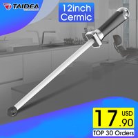TAIDEA 12inch Knife Carmic Sharpening Rod TG2006 Professional Sharpening Steel Kitchen Sharpening System Knife Sharpener Tool