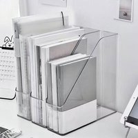 1Pc/2Pcs Transparent Acrylic Desktop Storage Box Desk Stationery Organizer Book Stand Organizer