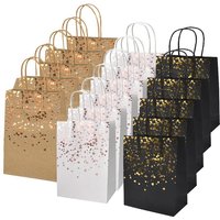 12/24PCS Black Brown White Bronzing Paper Bag Candy Cookie Bronzing Kraft Paper Bag Packaging Portable Birthday Wedding Shopping