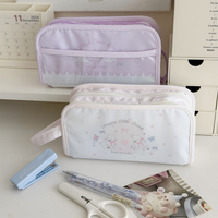 YT Double-Layer Pencil Case Large Capacity Zipper Storage Bag Little Lamb Swan Student Stationery Pencil Case Travel Toiletry Ba