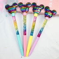 4Pcs Mickey Sequins Gel Pens, Cartoon Design, Smooth Writing, Great for School & Office, Perfect Birthday & Back-to-School Gift