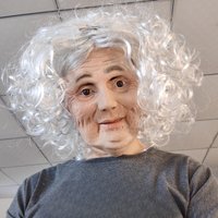 Halloween Realistic Old Lady Mask With Wig Fancy Dress Party Head Cover White-Haired Old Man Lady Latex Mask With Movable Mouth