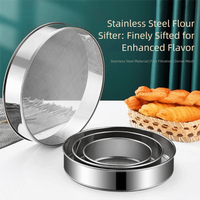 Round Flour Sieve Stainless Steel 15/20/25/30cm Mesh Flour Sifter Silver Ultra-fine 60 Mesh Flour Sifting Sieve Flour Sugar