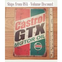 Castrol Motor Oil Sign Castrol GTX Oil Castrol Lubricants Garage Shop Tin Sign-Aluminum