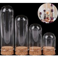 1/6 Doll Glass Dome Display Wood Cork Bell Jar With Wooden Base Decoation Craft