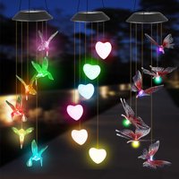 Solar Light Outdoor Powered LED Wind Chime IP65 Waterproof Butterfly Hummingbird Lawn Lamps For Garden Yard Decoration