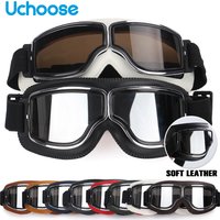 Windproof Motorcycle Helmet Glasses Leather Safety Protective Anti-glare Motocross Cross-country Steampunk Glass Various styles