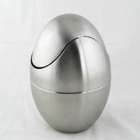 Stainless Steel Egg Shape Desktop Waste Bins, Mini Garbage Basket, Trash Can, Dustbin, Sundries Barrel, Storage Box