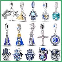 Original 925 sterling silver cross Virgin Mary Faram palm women's fashionable charm bead, suitable for DIY bracelets