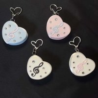 3D Printed Musical Note Heart Cord Keeper – Headphone Storage Bag Pendant Keychain for Earphone & Data Cable Organizer