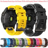 QuickFit 22mm 26mm Silicone Band for Garmin Fenix 8 pro 7 7X 6x Pro 5X puls Quatix 8 tactix 7 Forerunner 970 Epix Gen 2 Bracelet