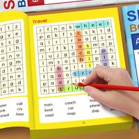 Word Spelling Book for Children's English Word 32 Pages, Spelling Game Treasure Hunt Book, Searching for Hidden Words