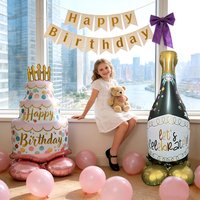 64-inch Large Standing Champagne Bottle Balloon with Wide Base for Birthday Parties, Weddings, Engagements, Anniversaries