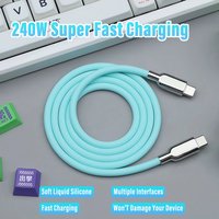 240W PD3.1 Super Fast Charge Type C Cable Liquid Silicone Quick Charge USBC To USB-C Charger Data Cord for iPhone Samsung Xiaomi
