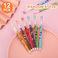 12 Mosaic Pixel Mechanical Pencils, School Supplies, 5.12 Inches Tall, 9 Refillable Leads, No Need to Sharpen, Suitable for Student Prizes, Drawing, Writing, Sketching, Office Supplies, School