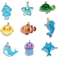 10pcs Cute Resin Marine Animals Fish Pendant Kawaii Whale Starfish Charms Diy Jewelry Making for Necklace bracelet keychain Make