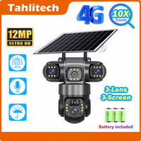 V380 3 lenses 3 screens 4G Camera 15MP 6K PTZ Solar Powered Security CCTV Camera Outdoor Waterproof Wireless Network Solar Cam