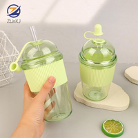1 Piece 430/520/630ML Transparent Coffee Mug With Lid and Straw Pearl Milk Tea Juice Cup For Home Bar Drinkware
