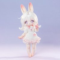 In Stock Bonbongalaxy New 1/6 Bjd 25cm Rabbit Snow Cookies Animal Super White Pink Pvc Body Anime Action Figure Articulated