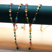 Personalized Trend Design Color Inlaid Zirconia Women's Necklace Bracelet Niche Fashion Holiday Party Accessories Jewelry Set
