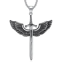 Vintage Stainless Steel Angel Wings Pendant Necklace For Men Women Fashion Charm Cross Necklaces Amulet Jewelry Gifts Wholesale