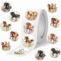 500pcs/Roll Horse Flower Stickers Cute Animal Sealing Sticker DIY Paper Laptop Decals Decor Stiker Stationery Gift Seal Decal