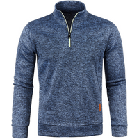 Manteau de couleur unie pour hommes, T-shirts à manches longues avec fermeture éclair et col montant, pull de sport, automne hiver