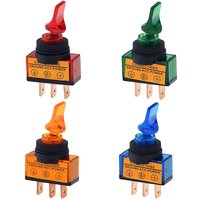 4pcs ASW-14D car switch toggle switch installation hole 12MM 12V 20A red/yellow/blue/green 4 colors optional