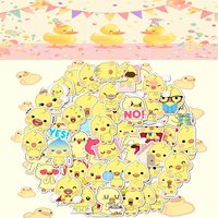 50Pcs Cute Style Photos Yellow Duck Graffiti Stickers Water Cup Mobile Phone Waterproof Decorative Creative Animal Stickers