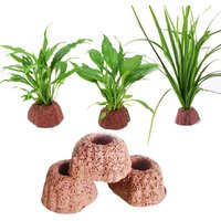 Volcanic Rock Aquarium Decoration Plant Cup - Self-Cleaning Fish Tank Decor Eco-Friendly Aquatic Plant Holder for Water Plants