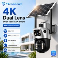 4K Kabellose Außen-CCTV-Kamera mit Solarbatterie, Dual-Objektiv, WiFi-Überwachungskamera mit PTZ-Steuerung, 5GHz WiFi, 7200mAh langer Akkulaufzeit, PIR-Erkennung, Zwei-Wege-Audio, Nachtsicht, IP66