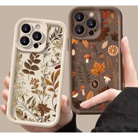 Fallen Leaves Mushrooms Silicone Soft Phone Case For iPhone 11 12 13 14 15 16 17 Pro Max 17 Air 16E XS X XR 7 8 Plus SE2 Cover