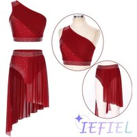 Women Girls Lyrical Modern Praise Dance Performance Outfit Figure Skating Rhythmic Gymnastics Athletic Activewear Set 2Pcs/set