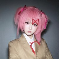 Anime Natsuki Adult Cosplay Wig Pink Hair Short Straight Wig Headwear For Women Accessories Halloween Party Play Role Prop