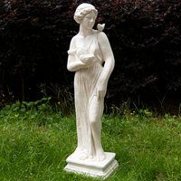Outdoor Garden Statue, Goddess of Greek Nymph with Birdbath Bird Bath Bowl, Outdoor Sculpture Patio Yard Lawn Porch Decor