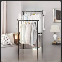 Simple Portable Clothesline Balcony Drying Rack Storage Shelf Shoe Hat Stand Mobile Laundry Drying Rod Iron Material