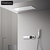 Chrome Wall-Mounted Ceiling Thermostatic Rainfall shower system LED Display 3 Spray Modes Brass Anti-Scald Easy Install Shower