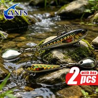 ANFS 2pcs VIB Fishing Baits Assorted Weight with Tackle Box, Metal Fishing Lures Spinner Spoon for Bass &Trout
