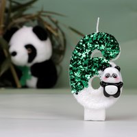 Adorable White & Green Panda Number Candles - Birthday Cake Decor for Kids Party, Panda-Themed Event & Cake Decoration