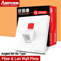 AMPCOM Fiber Optic Angled Wall Plate LC SC FC ST Simplex Duplex FTTH Fiber Coupler Adapter Keystone Faceplate 86*86 Type