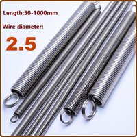 304 Stainless Steel Pull Spring Double Loop Closed Hook and Loop, Wire Dia 2.5mm, Length 350-1000mm, 304 Tension Spring Customiz