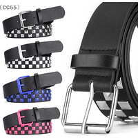 〔CC55〕New Personalised Rivets Checkerboard PU Leather Belt 107CM Men And Women Universal Fashion Hip-hop Punk Belt Ins Style