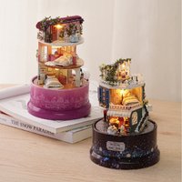 NEW DIY Wooden Doll House Miniature Kits With Furniture Princess Villa Assembled Glass Ball Casa Dollhouse Toys for Girls Gifts