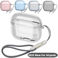 Case for AirPods 4th Generation Shockproof Earbuds Full Protective Cover with Carabiner Lanyard for AirPods 4 Case-Crystal Clear