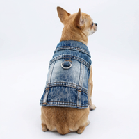Classic Washed Denim Dog Vest, Retro Pet Jacket with Button Closure, Stylish Puppy Denim Outfit for Small Dogs Teddy Poodle