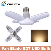 E27 LED Bulb Fan Blade Timing Lamp AC220V 28W Foldable Led Light Bulb Lampada Night Lights For Home Ceiling Light Lighting
